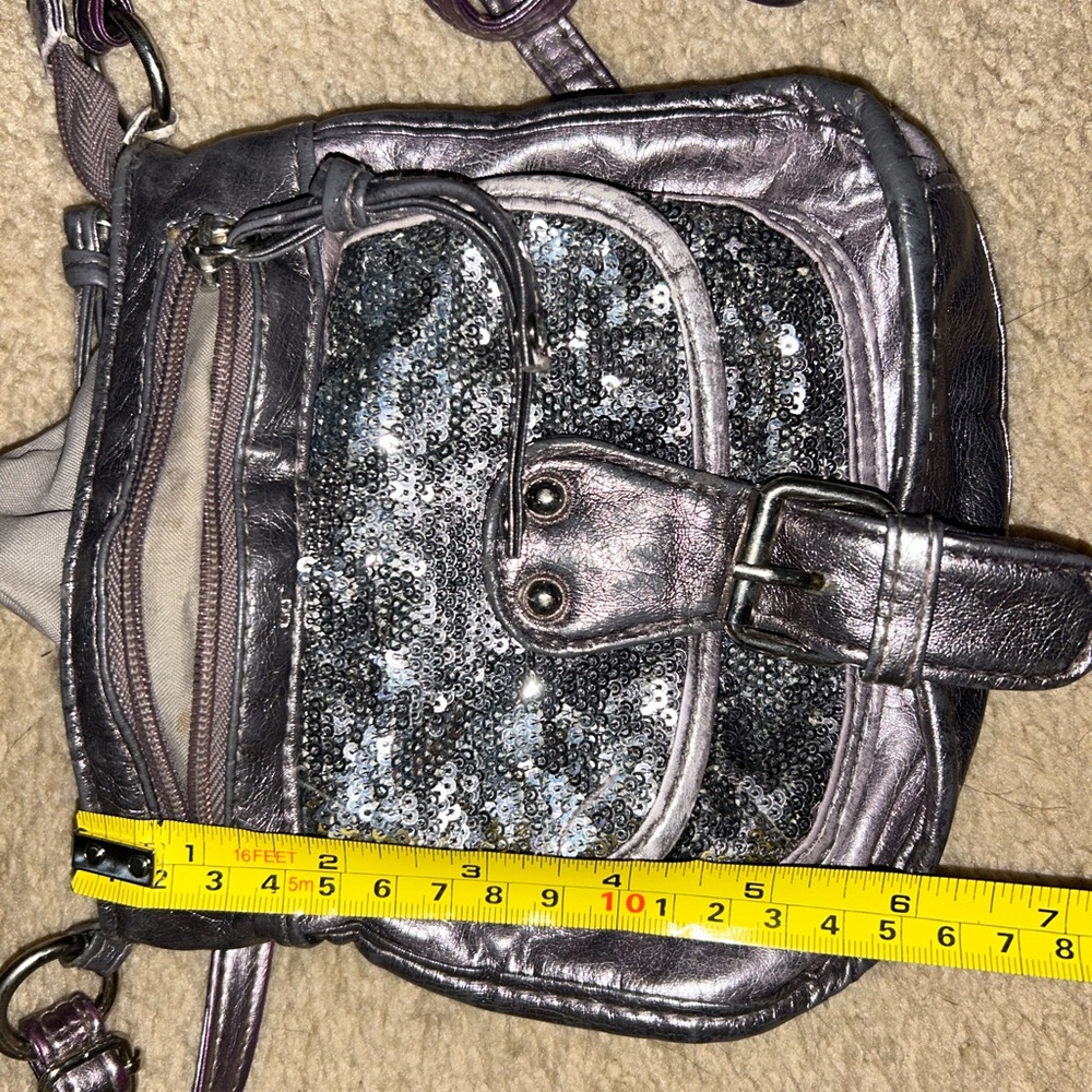 Metallic Silver Sequin Women's Crossbody Bag